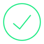 Icon: in einem Kreis in der Farbe lime Grün befindet sich ein Häkchen. 