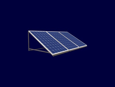 The background is coloured in dark blue and on the right side are three solar panels depicted.